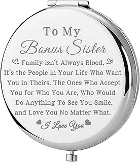 bobauna Bonus Sister Makeup Mirror Step Sister Gift Family Isn't Always Blood Sister Pocket Mirror for Unbiological Sister (Bonus Sister-S)