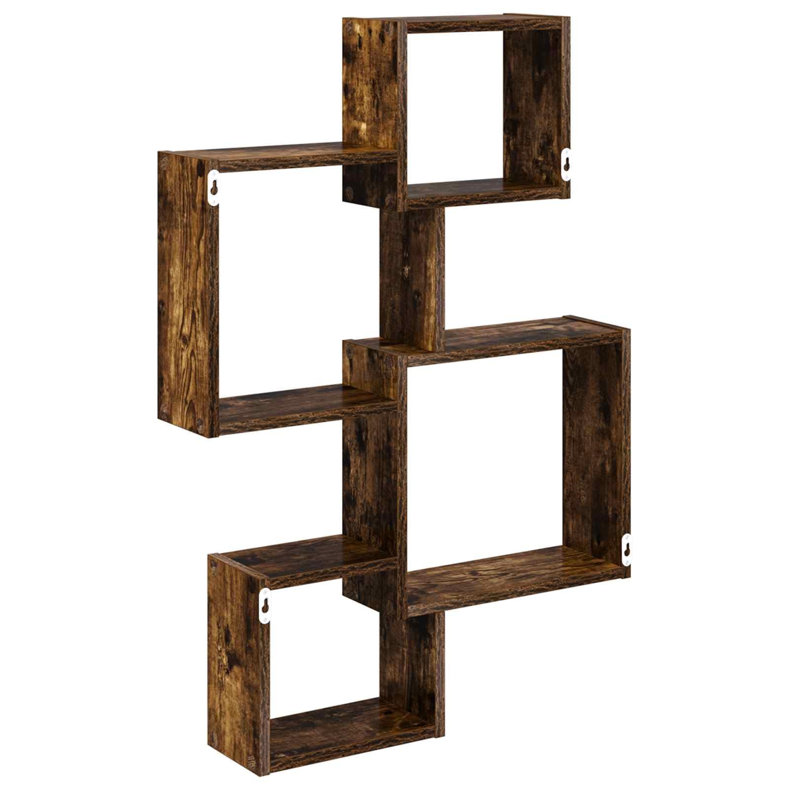 Wandwürfelregale Wandhalterung Braun aus Holzwerkstoff 64 x 13,5 x 91,5 cm platzsparend für Wohnzimmer Schlafzimmer Büro mit Stauraum und moderner Aufbewahrung