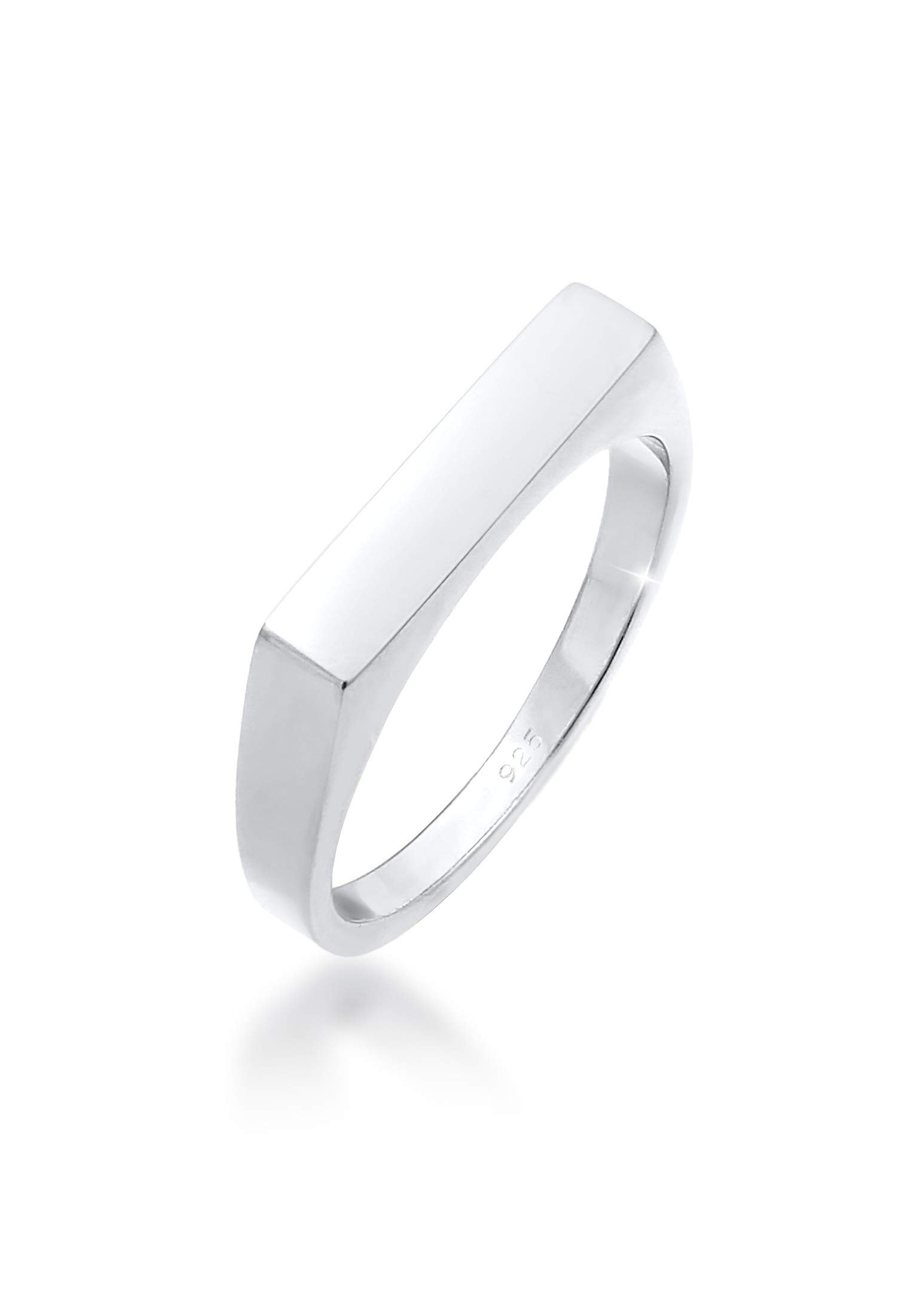 Elli Anillos Mujeres Sello Cuadrado Geo Diseño Básico en Plata de Ley 925