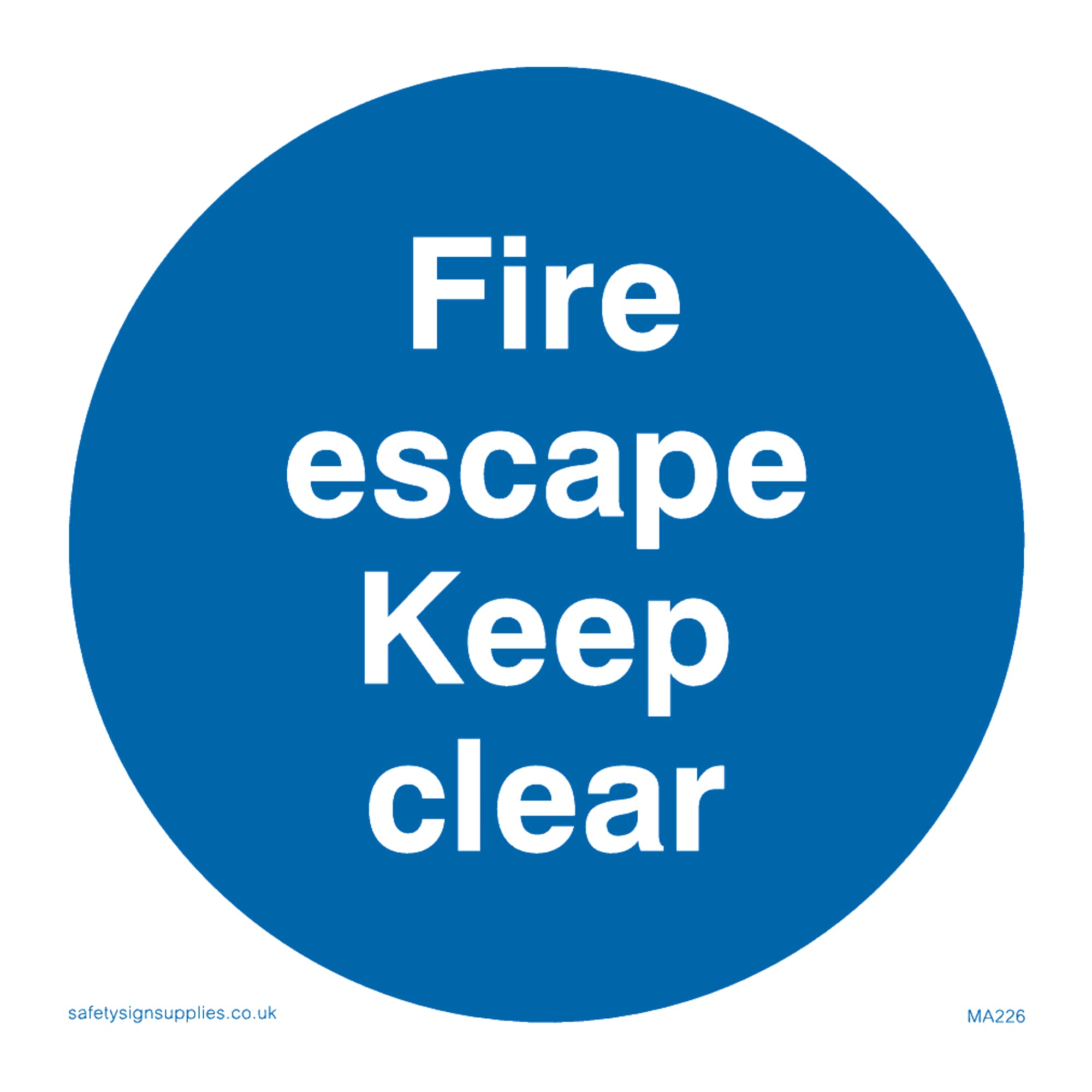 Fire escape keep clear Sign - 85x85mm - S85