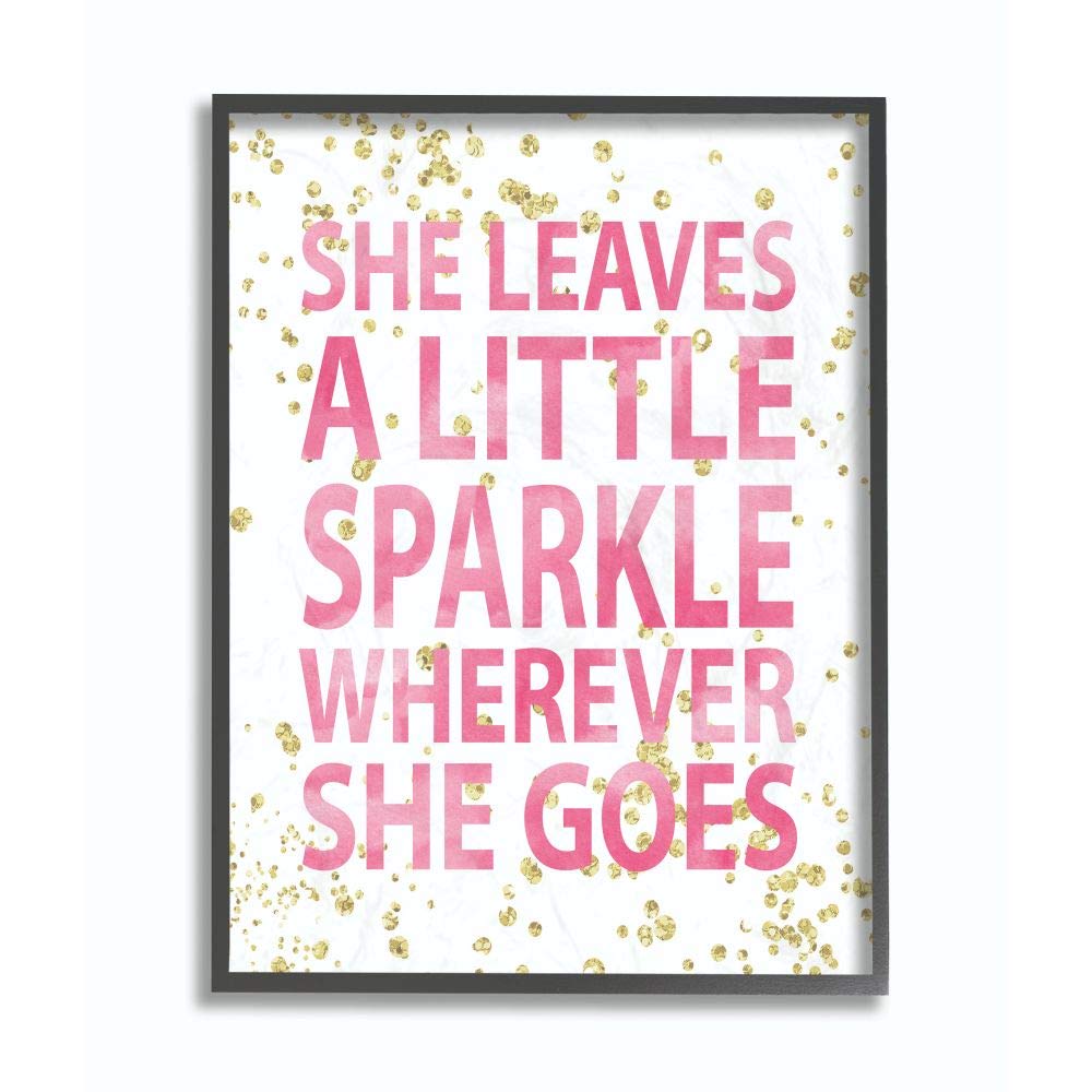 Stupell Industries She Leaves a Little Sparke Black Framed Wall Art, 16 x 20, Design By Artist Susan Newberry Designs