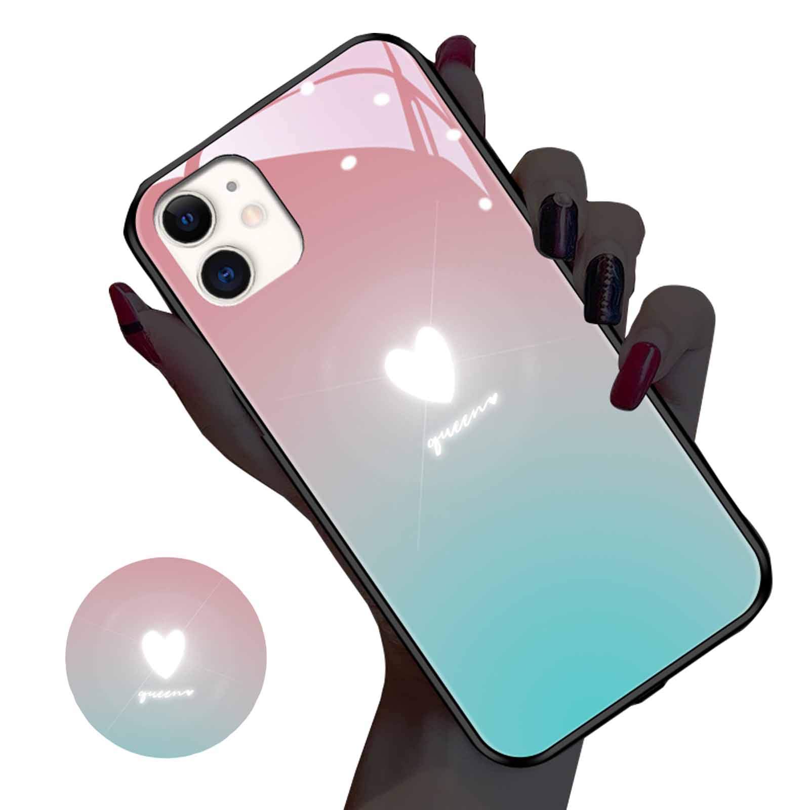 Tempered Glass Iphone Led Light Back Cover Glowing Case For IPhone