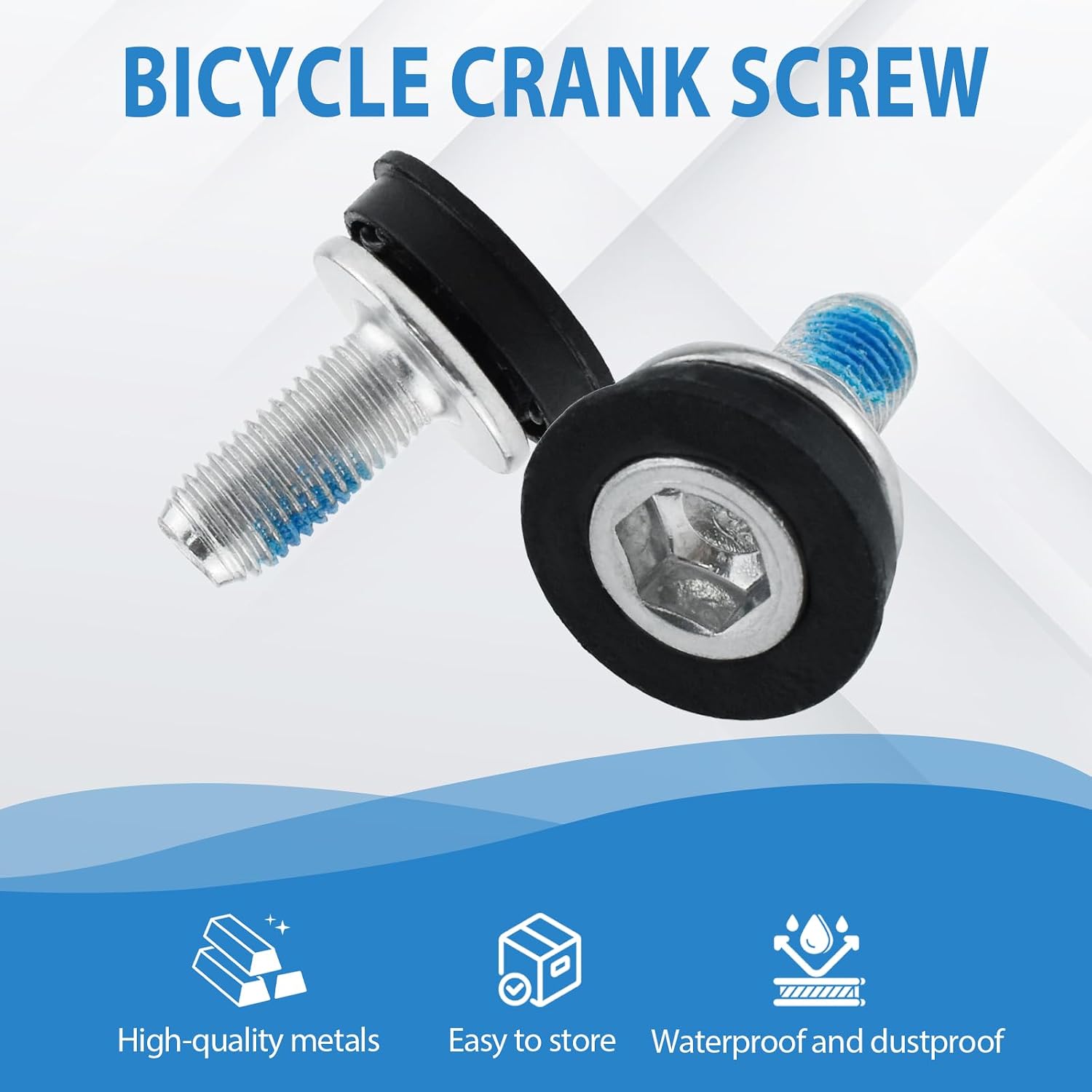 Bike Hex Crank Arm Fixing Bolts with Caps, 8mm Screw