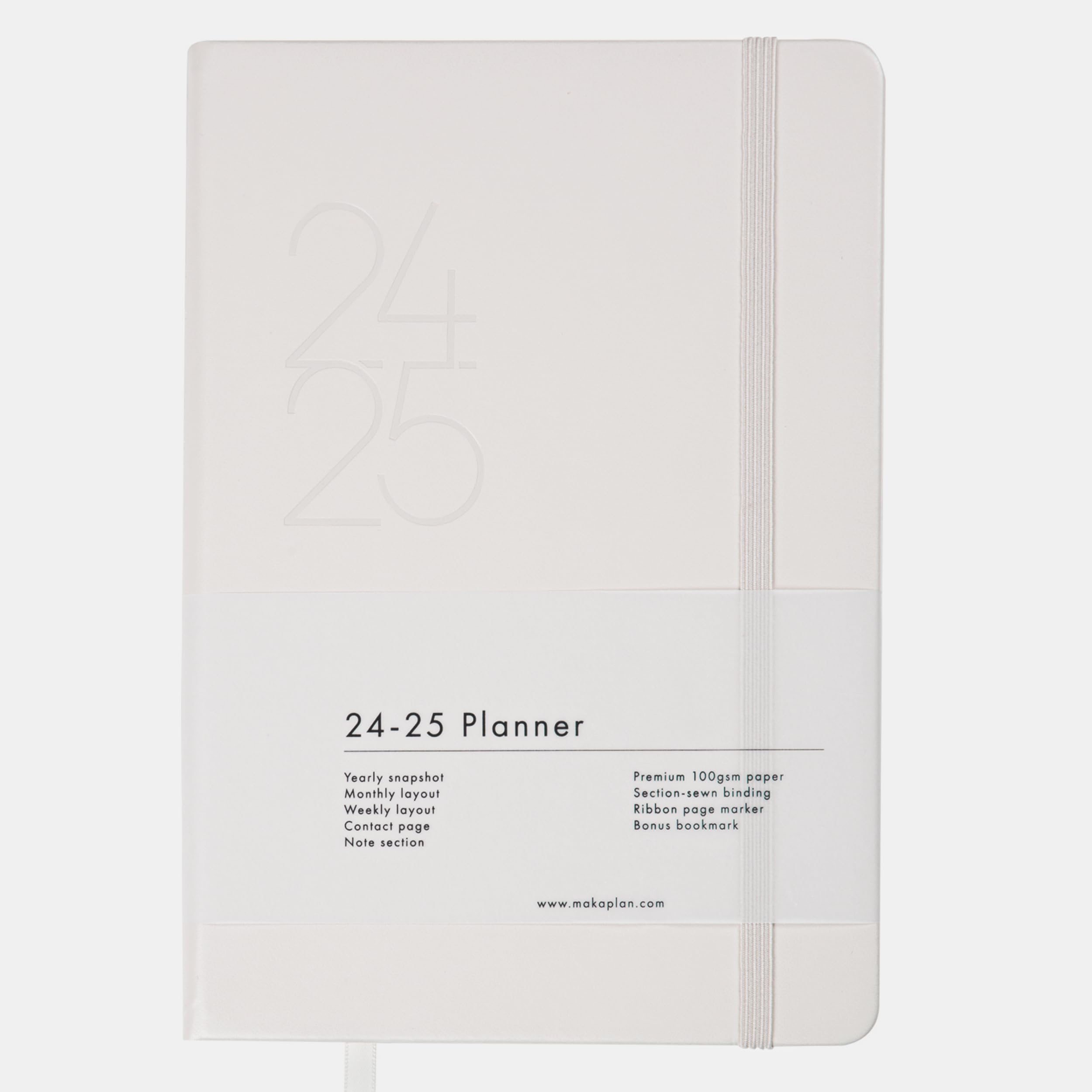 2024 Planner (Beige) July 2024 - June 2025, 8.1" x 5.9" Soft-Touch PU Leather Yearly Agenda with Ribbon Page Marker - Smudge-Free Paper - Efficient Monthly, Weekly & Daily Layout - Bookmark - Elastic Closure 2024-2025 Planner