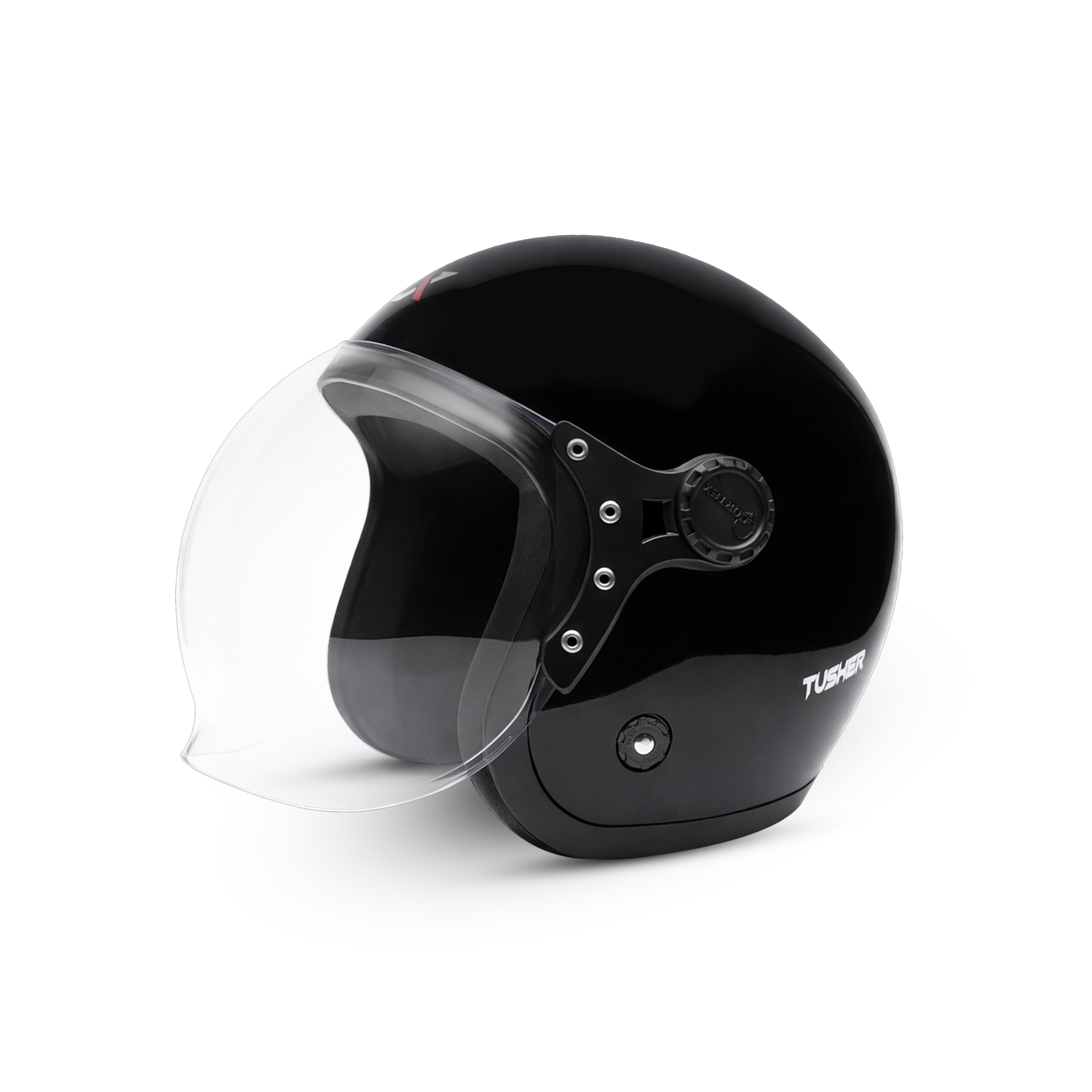Cortex Tusker Half Face Helmet Glossy Finish with Scratch Resistant Curved Polycarbonate Visor, Hard ABS Shell Helmet for Men and Women | Clear Visor, Lightweight-image-25