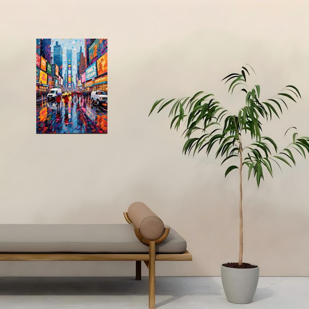 Sceorixa Times Square Paint By Numbers Kit for Adults - DIY New York Cityscape Painting On Canvas, Acrylic Paint Set, Suitable for Beginners, Art for Home Decoration Or Gifts(16X20IN Framed)