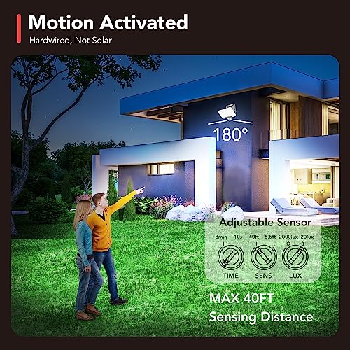 Orein Motion Sensor Outdoor Lights Led Security Lights, 2800Lm/24W Dimmable Dusk To Dawn Flood Lights, 2700K-6500K Warm To Cold Adjustable Floodlights For House With 3 Modes Ip65 Waterproof, Hardwired #TOP3