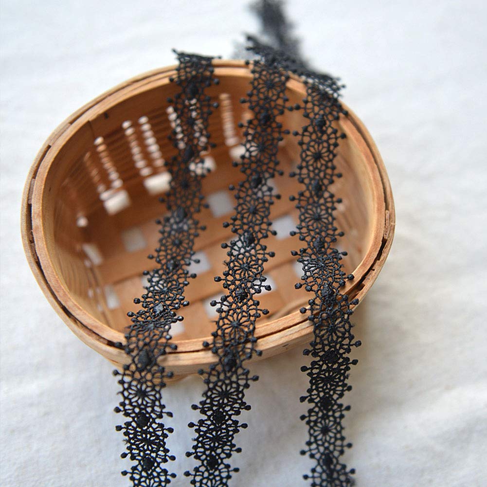 DAHI 15 Yard Black Lace Ribbon Lace Trim Ribbon Vintage Pattern Ribbons Perfect for Crafting,Wedding,Gift Wrapping,Bow Making(Black-C) - Image 4
