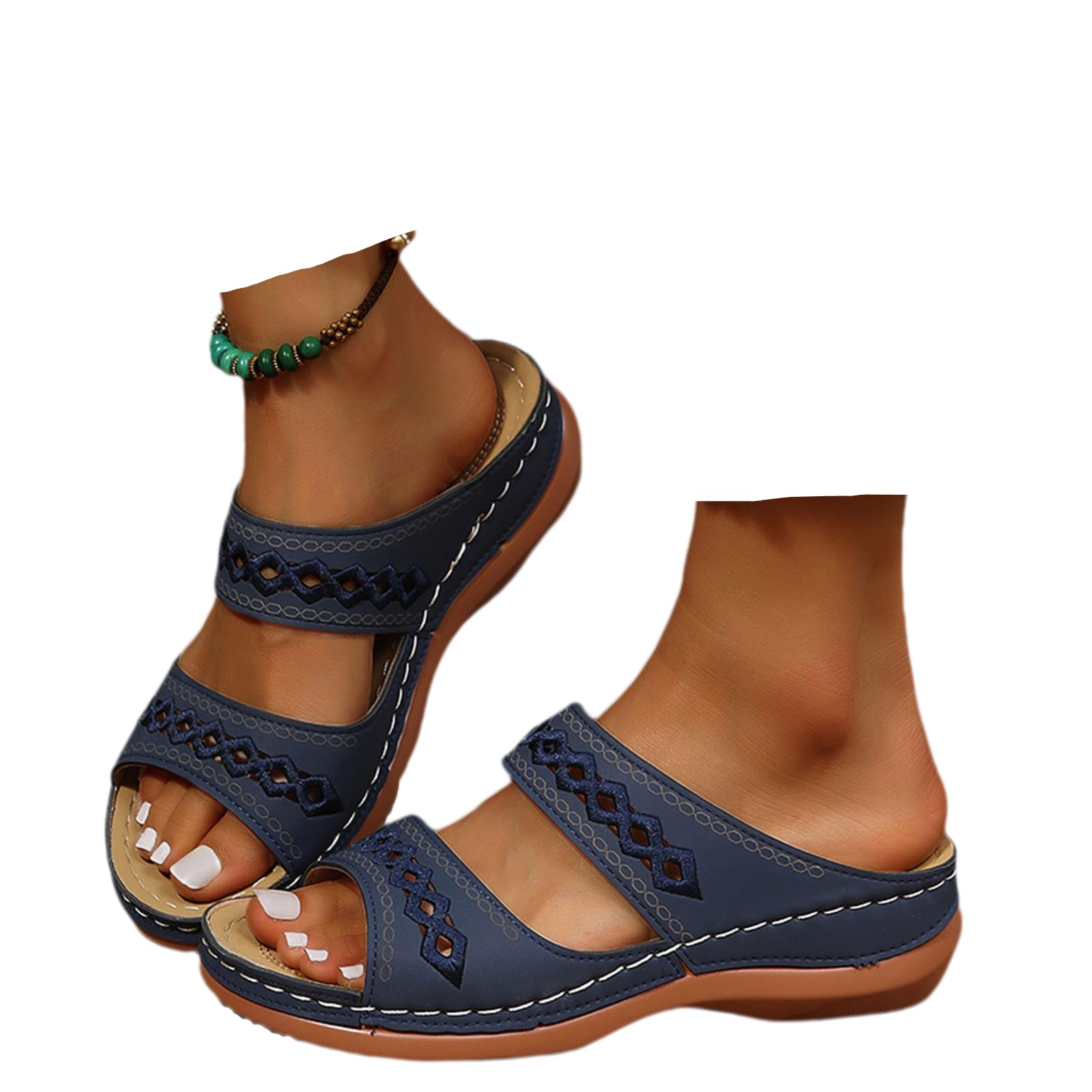 Orthopedic Wedge Sandals for Women Summer Dressy 2025 Flat Open Toe Platform Sandals Casual Boho Slip on Sandals Beach Sandals Dress Shoes Comfortable