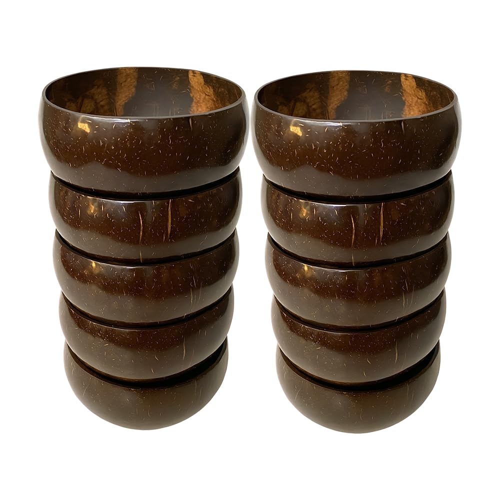 VIE Coconut Bowl, Large, 13-15cm Diameter, Set of 10