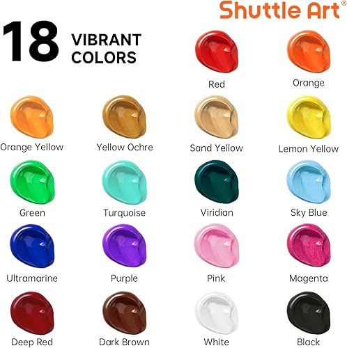 Miniatura 2 de Shuttle Art Juego de botellas de pintura acrílica de 18 colores (8.5 fl oz/8.45 onzas), ricos pigmentados a granel suministros de pintura para