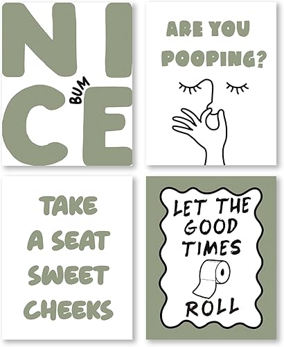 Miniatura 27 de Pleonox Cuadros de Arte de Pared de Baño Retro Azul de Tendencia en Lienzo 8x10 Pulgadas Juego de 4, Imágenes Azules Elegantes para Invitados,