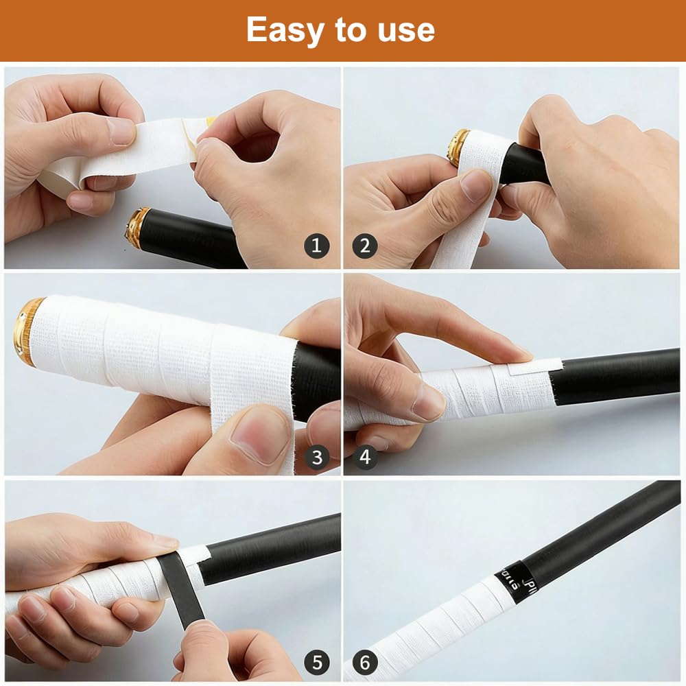 25 m x 25 mm Ruban de Tissu de Hockey, Antidérapant Tape Hockey, Autocollant Bande Raquette Badminton, Imperméable Grip Tape pour Clubs de Golf, Raquettes de Tennis, Ruban Adhésif pour le Hockey