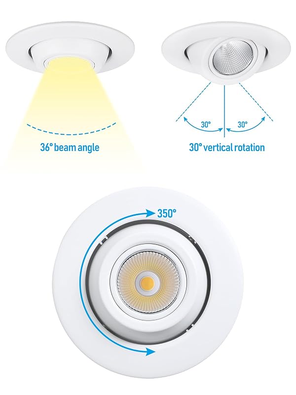 TORCHSTAR 4-Pack 4 Inch LED Eyeball Retrofit Recessed Light Dimmable, 5000K by TORCHSTAR - Used condition - Image 6