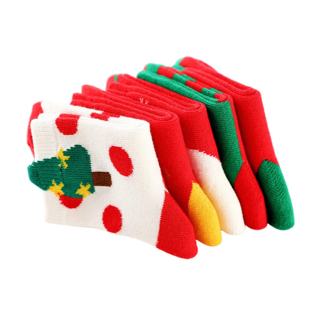 5paires Chaussettes de Noël Garçon Fille -Mollet Coton Doux et Respirant pour Hiver