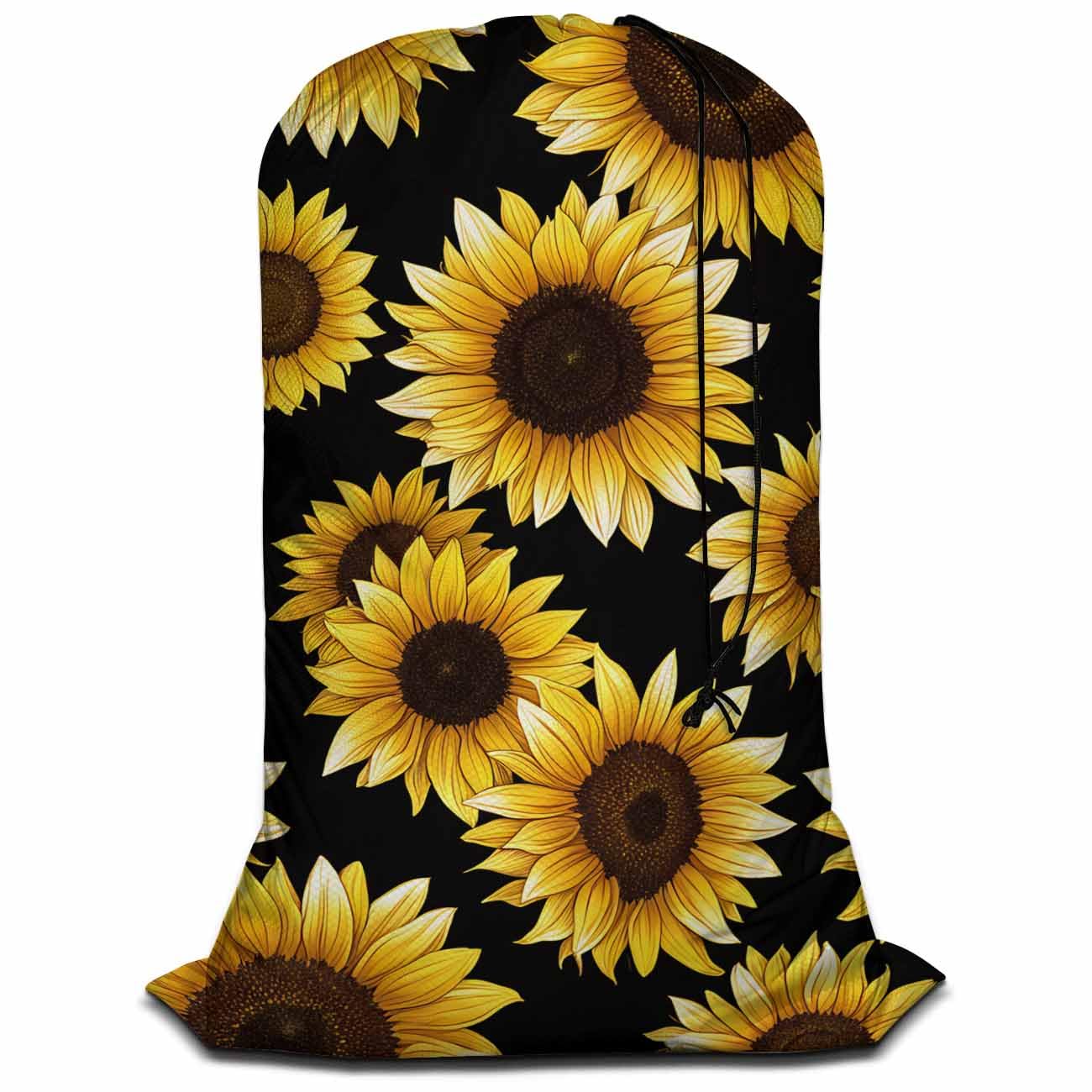 Swono Sunflowers Large Capacity Laundry Hamper Basket Classic Floral Leaf Romantic Bouquet Blossom Storage Baskets for Bedroom, Bathroom, Dorm,