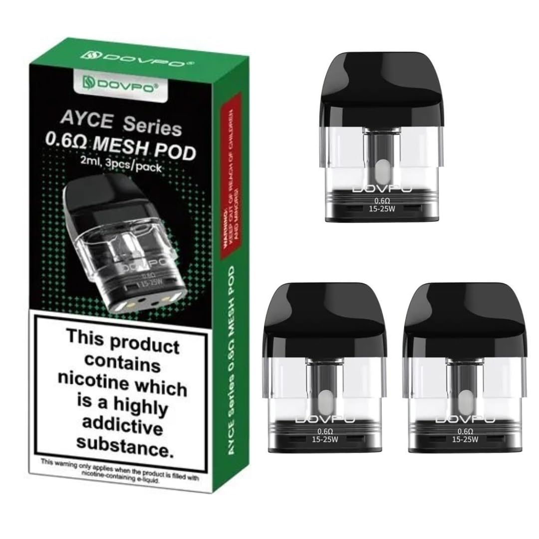 Dovpo Ayce Pro Vape Pods (0.6ohm) - 3 Pack - Available in (0.4,0.6, 0.8Ω), Compatible with Oxva Xlim Pods and Kits - No Nicotine (0.6ohm)