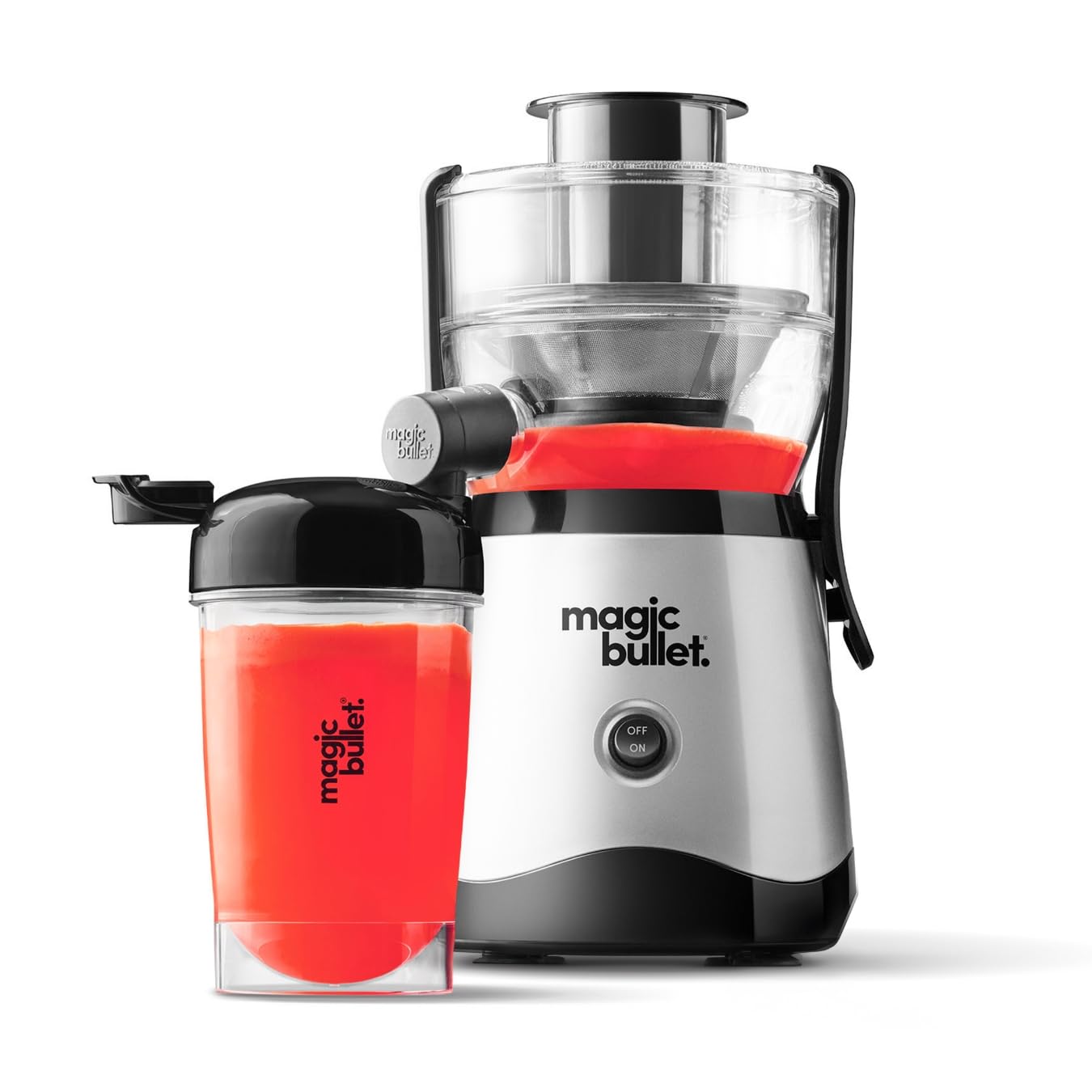 magic bullet Centrifugal Silicone & Stainless Steel Juicer - 400W - 10-Piece Set - 470ml - Black - Compact Design & Dishwasher Safe - Juice on-the-go in Two Simple Steps