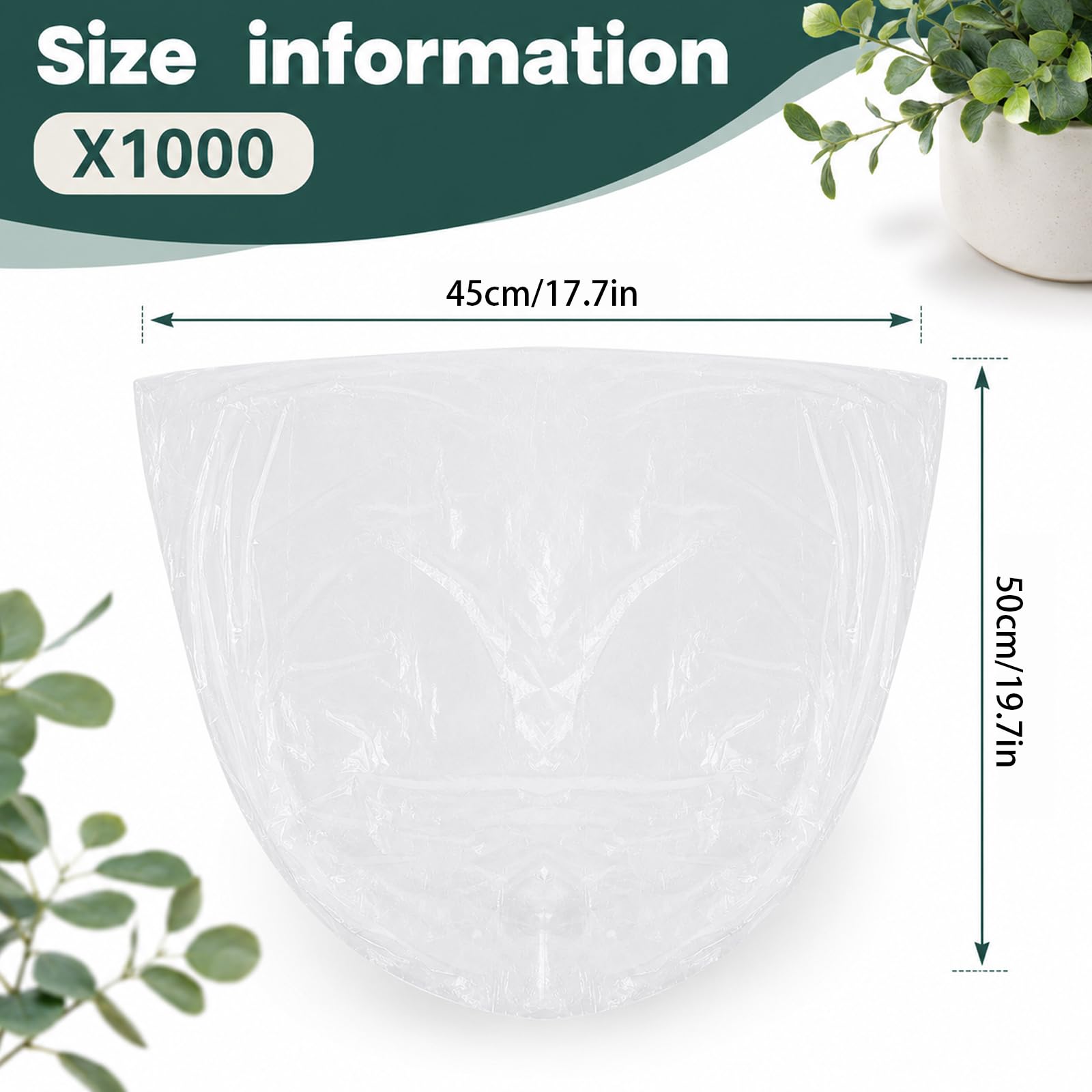 1000 Stück kleine, transparente Müllbeutel, 2-4 Gallonen Müllbeutel, Damenbinden-Entsorgungsbeutel, geruchlose Hygiene-Müllbeutel für Badezimmer, Büro, Küche, 45 x 50 cm, 10 Rollen