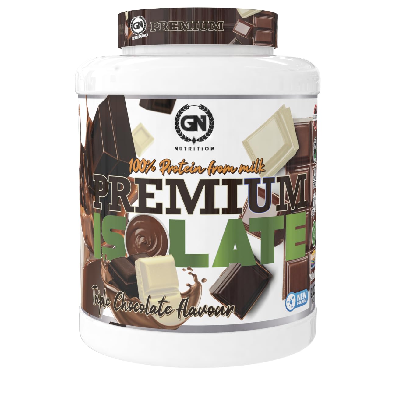 GN Nutrition 2 kg Proteína Isolate 100%| Sabor TRIPLE CHOCOLATE | Aislado de Suero de Leche ISOLAC | Con DigeZyme y Vitamina B6