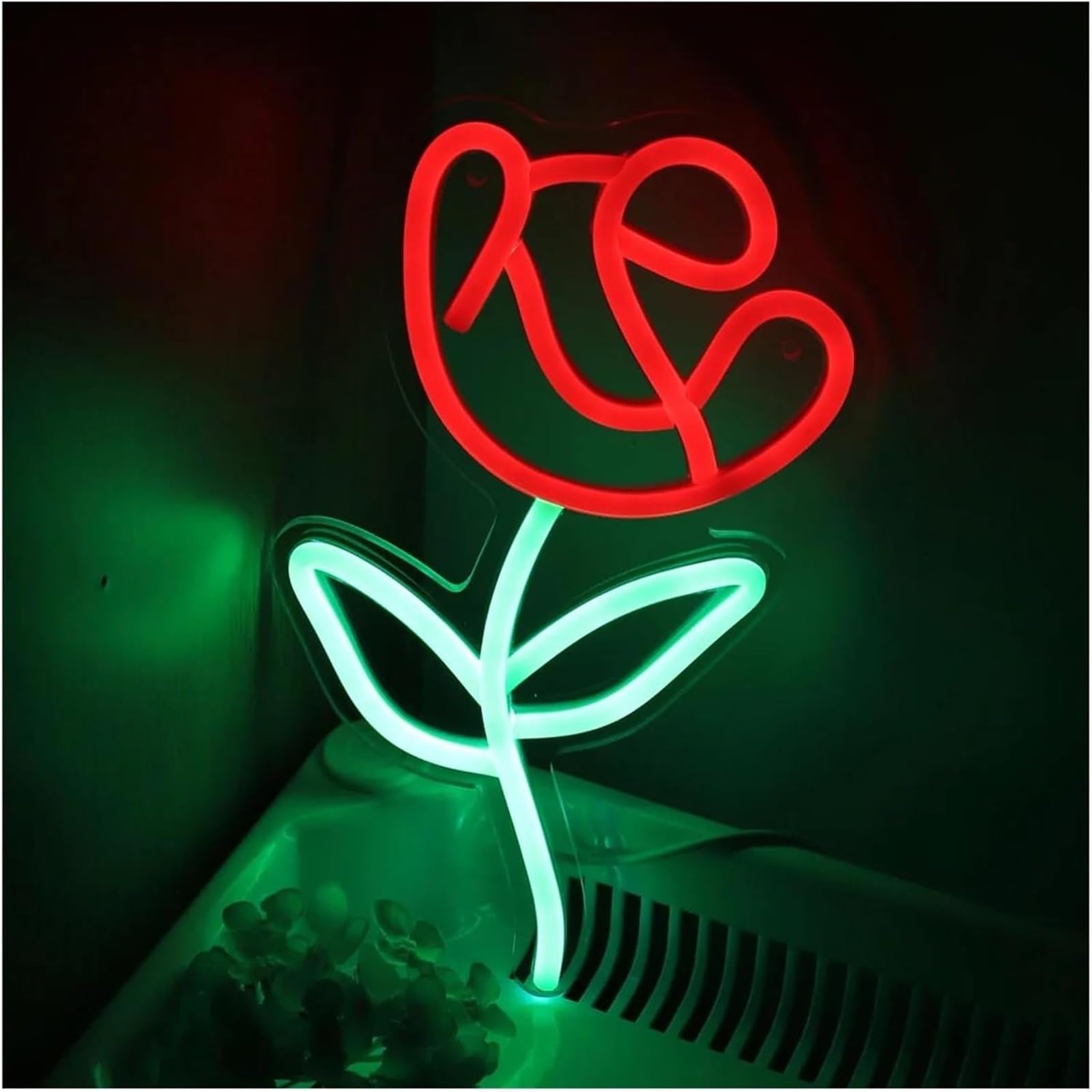 lampe au néon Enseigne lumineuse décorative en forme de rose magasin fleurs, café, maison, fête, décoration murale 14,8 x 25, cm