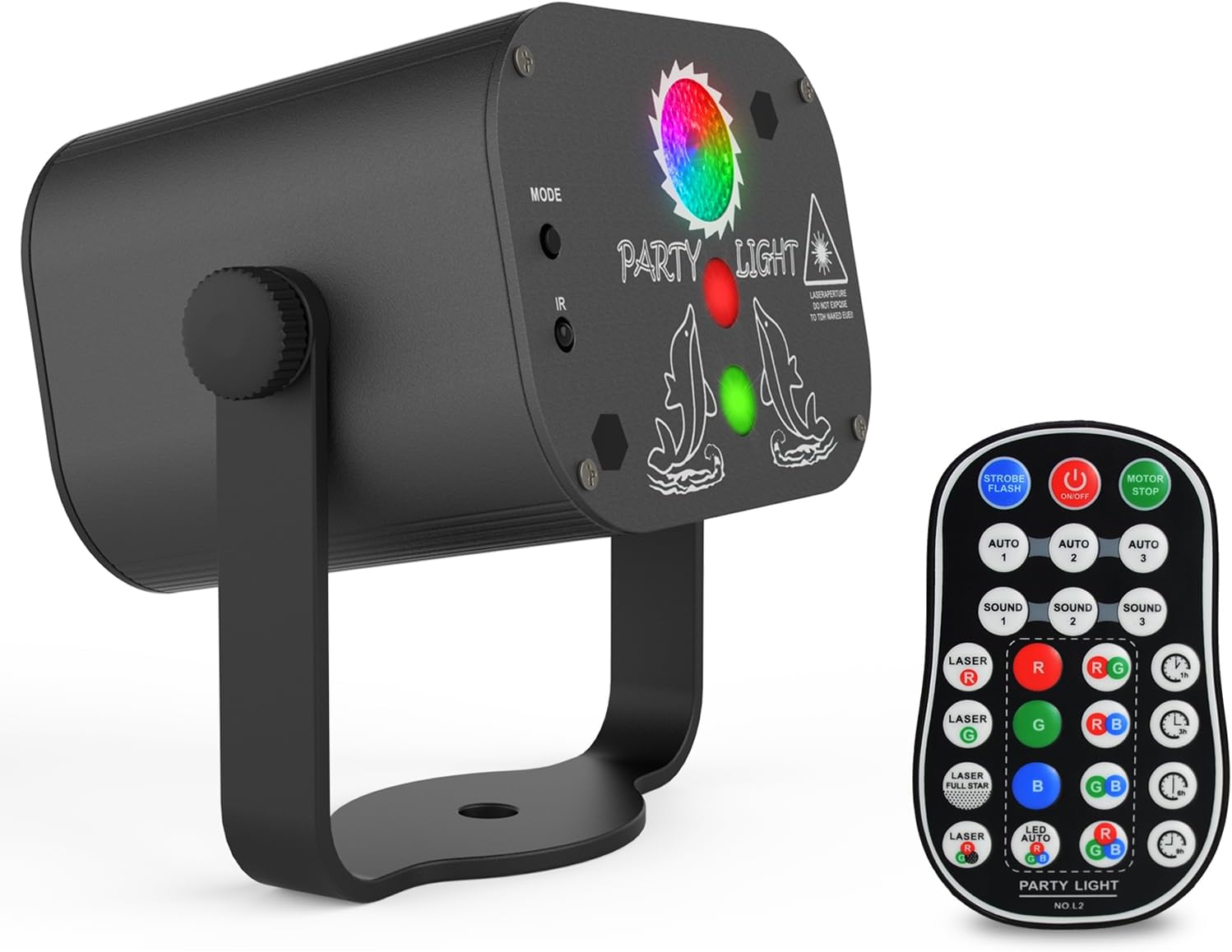 Romwish Disco Lights, LED Disco Party Lights,120 Patterns Sound Activated RGB Stage Lighting Projector with Remote Control, Timing, USB 5V Powered for Birthday Dancing Party Wedding
