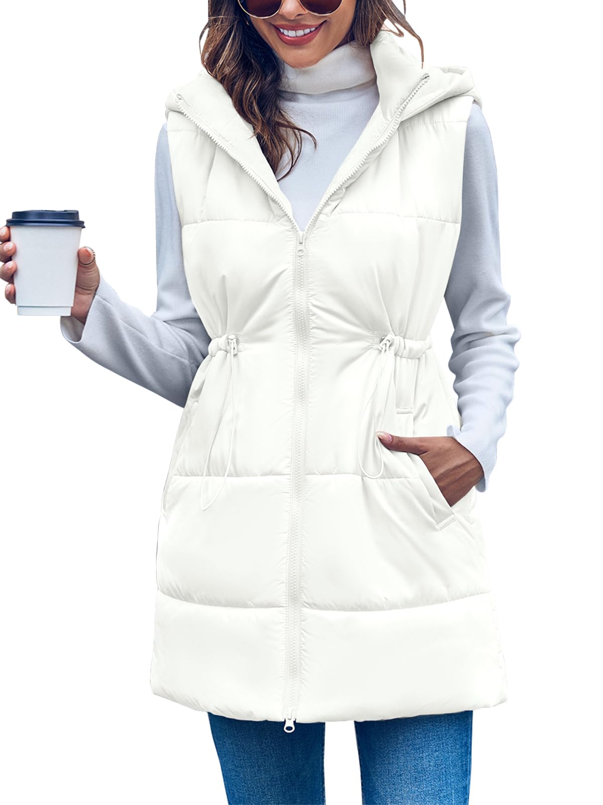 inorin Womens Quilted Puffer Vests Hooded Sleeveless Long Outwear Jacket Zip Up Winter Coat with Pockets-picture-31