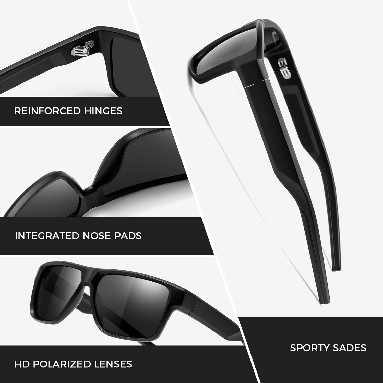 SUNGAIT Polarized Square Sunglasses for Men Outdoor Sun Glasses Goggles UV400 Driving Fishing Running - Image 5