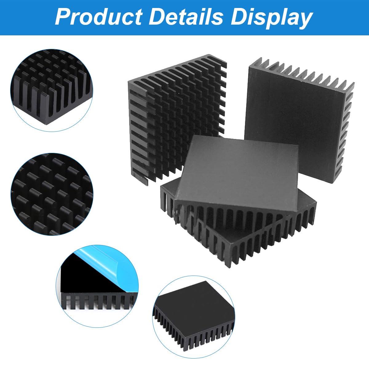 4 Dissipateurs Thermiques Aluminium Avec Pads Adhésifs – Pour SSD M.2 Et RAM