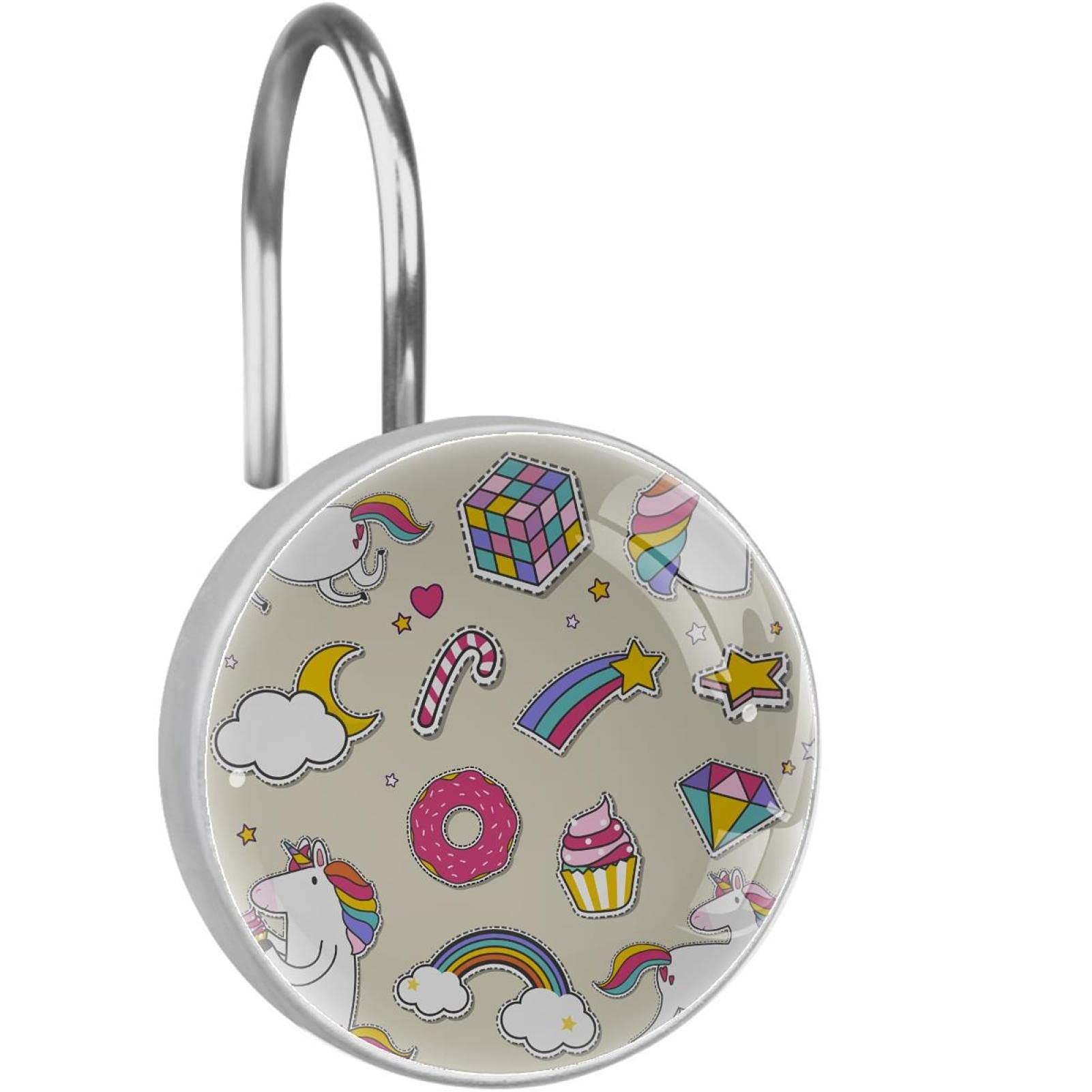Anneaux de rideau de douche licorne en acier inoxydable antirouille durable