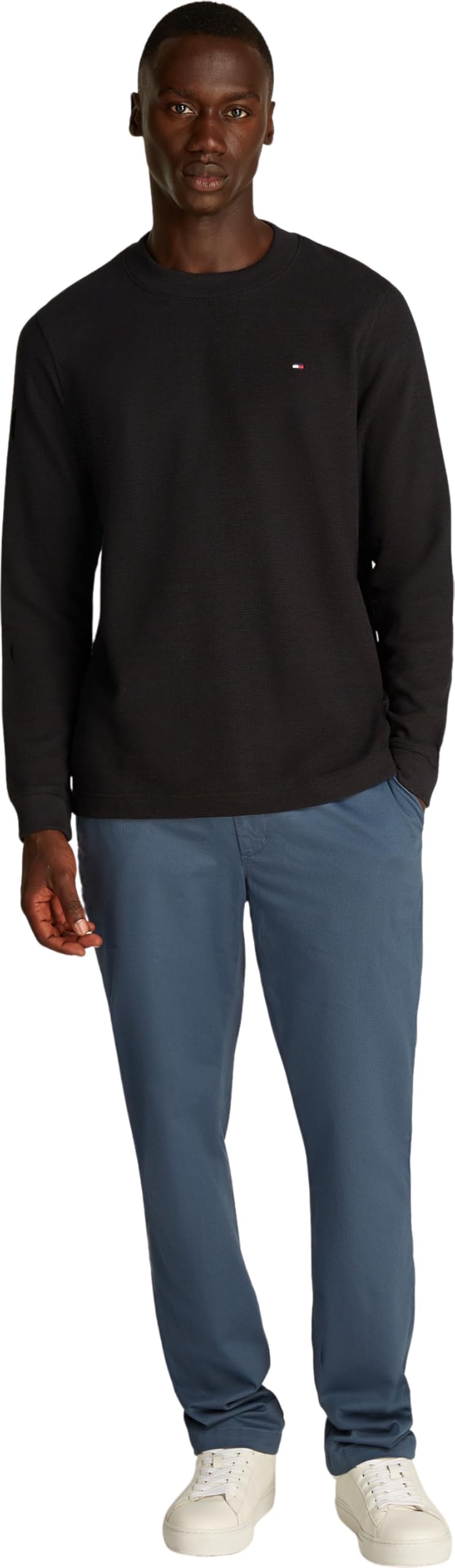 Tommy Hilfiger Textured LS Tee Mw0mw34251 Magliette a Maniche Lunghe Uomo