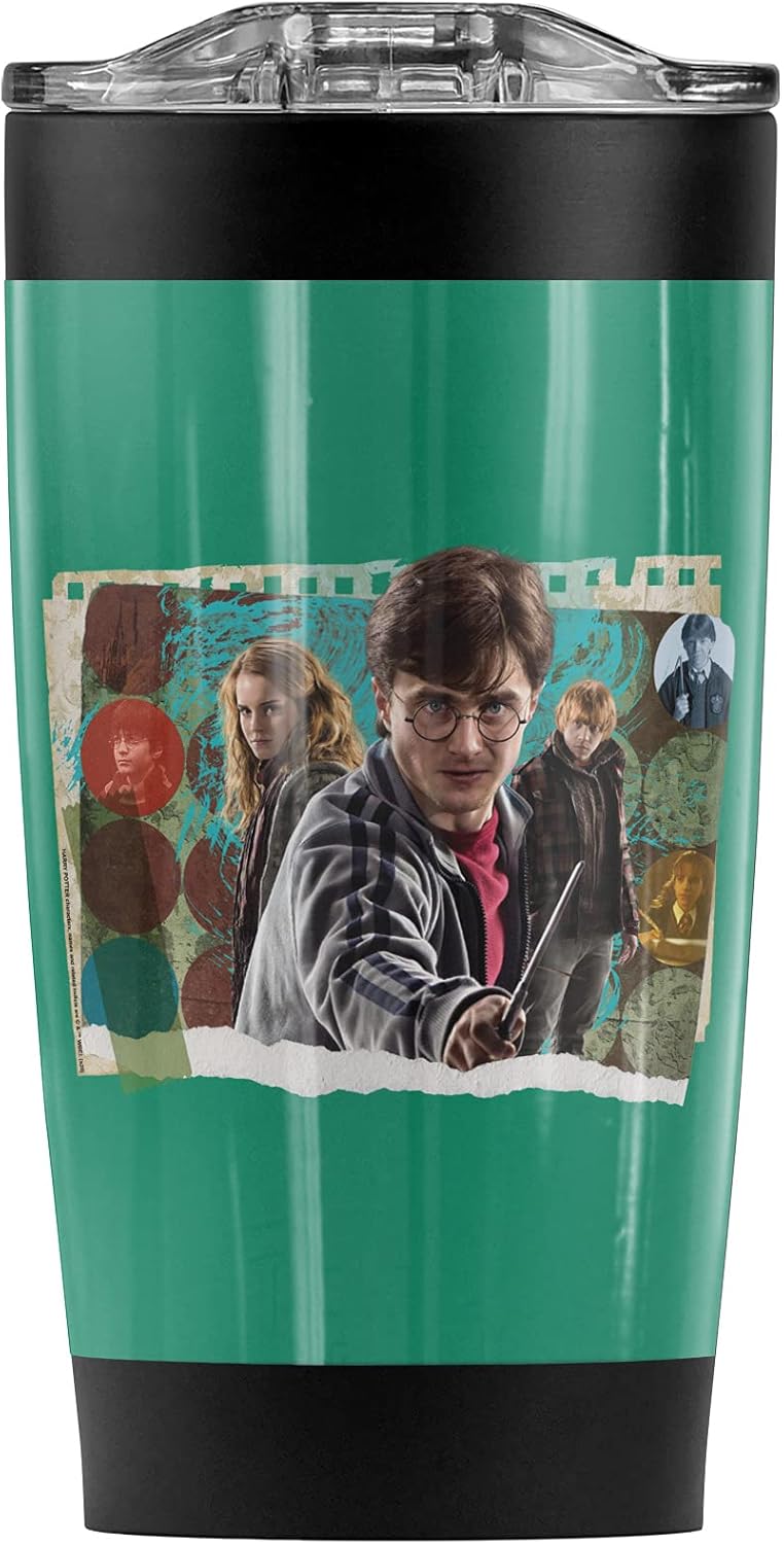 Harry Potter Harry, Hermoine, Ron Photo Collage Stainless Steel Tumbler 20 oz Coffee Travel Mug/Cup, Vacuum Insulated & Double Wall with Leakproof Sliding Lid | Great for Hot Drinks and Cold Beverages