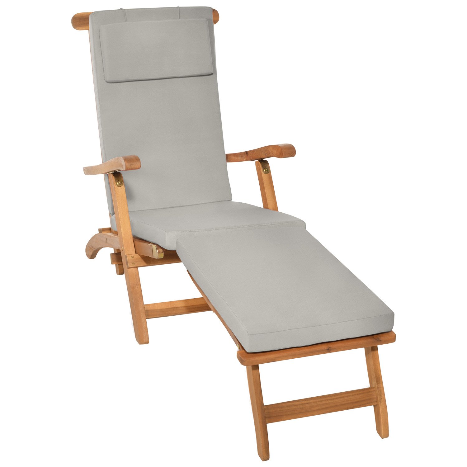 Beautissu 2x Cuscino per Sdraio da Esterno 175x45x5 cm LoftLux DC – Cuscini Imbottito da Giardino o Mare sfoderabile per Sedie Poltrone Giardino – Grigio Chiaro