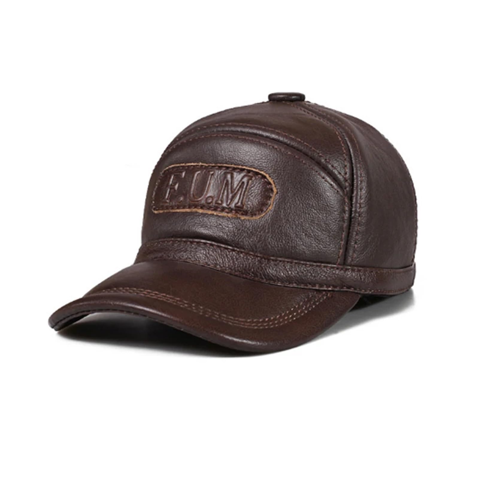 Gorras De Béisbol con Protección For La Cabeza De Piel De Oveja Auténtica Y Cálida De Piel De Invierno For Hombre, Sombrero Ajustable con Relieve Negro For Hombre