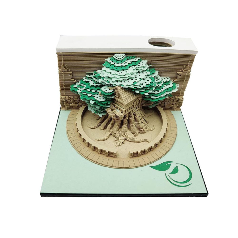 Calendario da tavolo Calendario 3D 2025, Calendario delle sculture di carta della casa sull'albero for ornamenti o regali