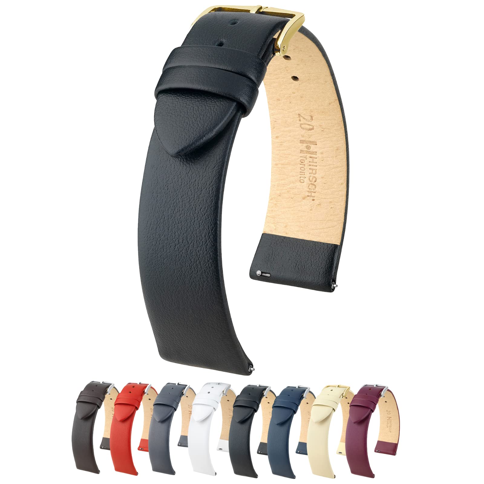 HIRSCH HGenuine Leather Watch Strap w/Quick Release & Stainless Steel Buckle - Soft, Flexible, & Comfortable - Multiple Colors & Sizes - Toronto