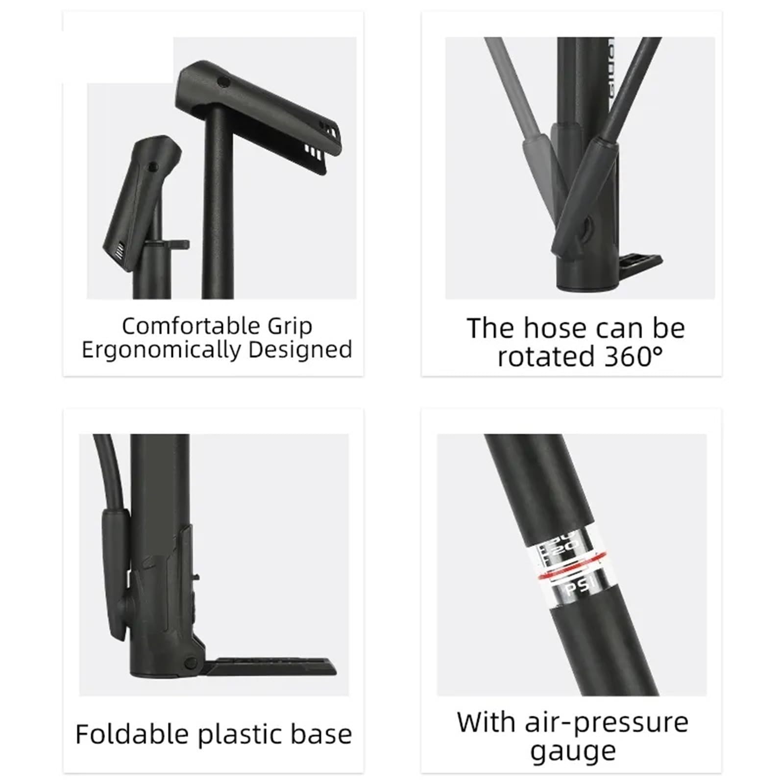 Pompa da pavimento for bicicletta Valvola di gonfiaggio for pneumatici portatile ad alta pressione for bici strada MTB Accessorio for ciclismo per pneumatici per biciclette, palloni e gonfiabil