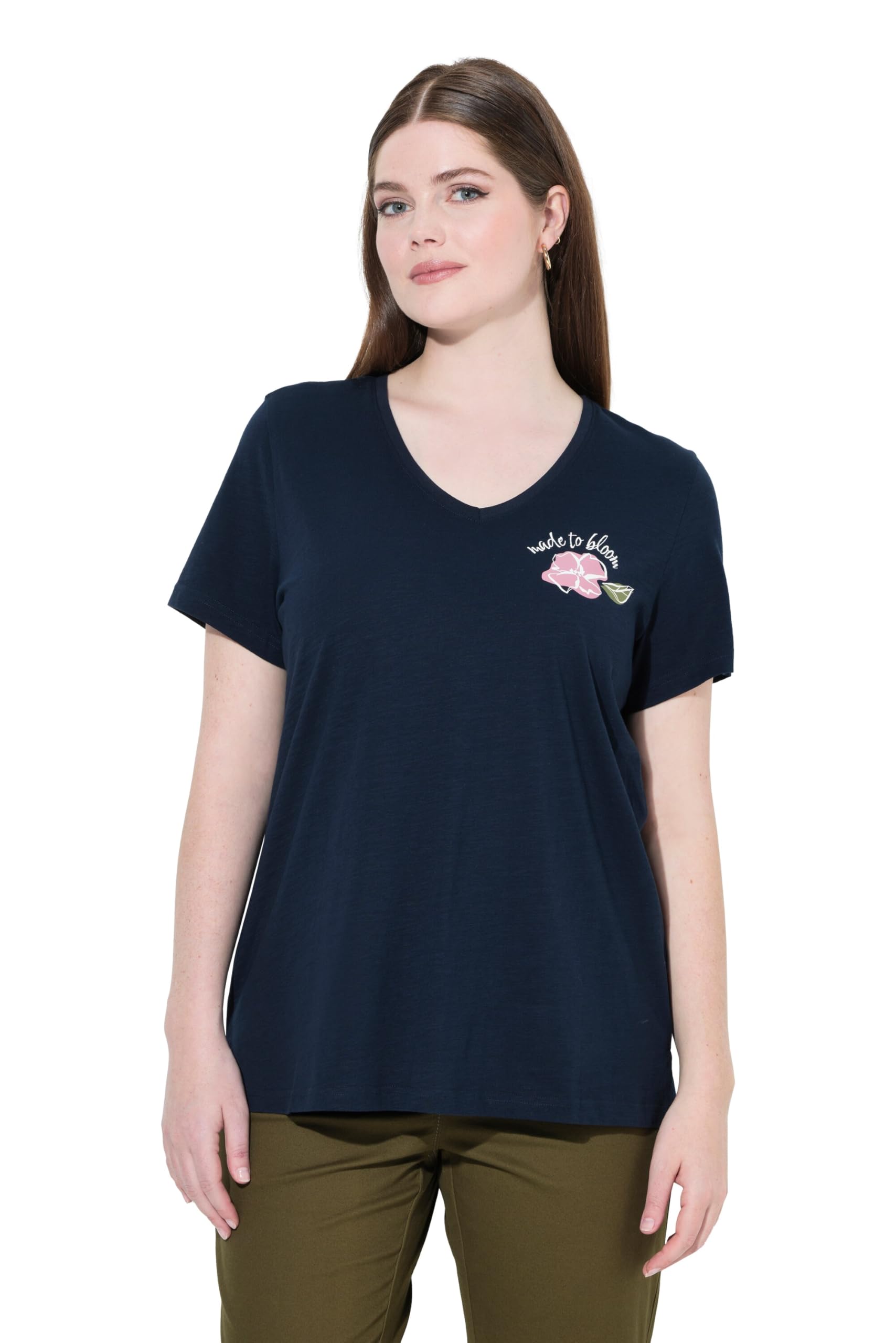 Ulla Popken Damen, Flowers Don´t Tell Shirt