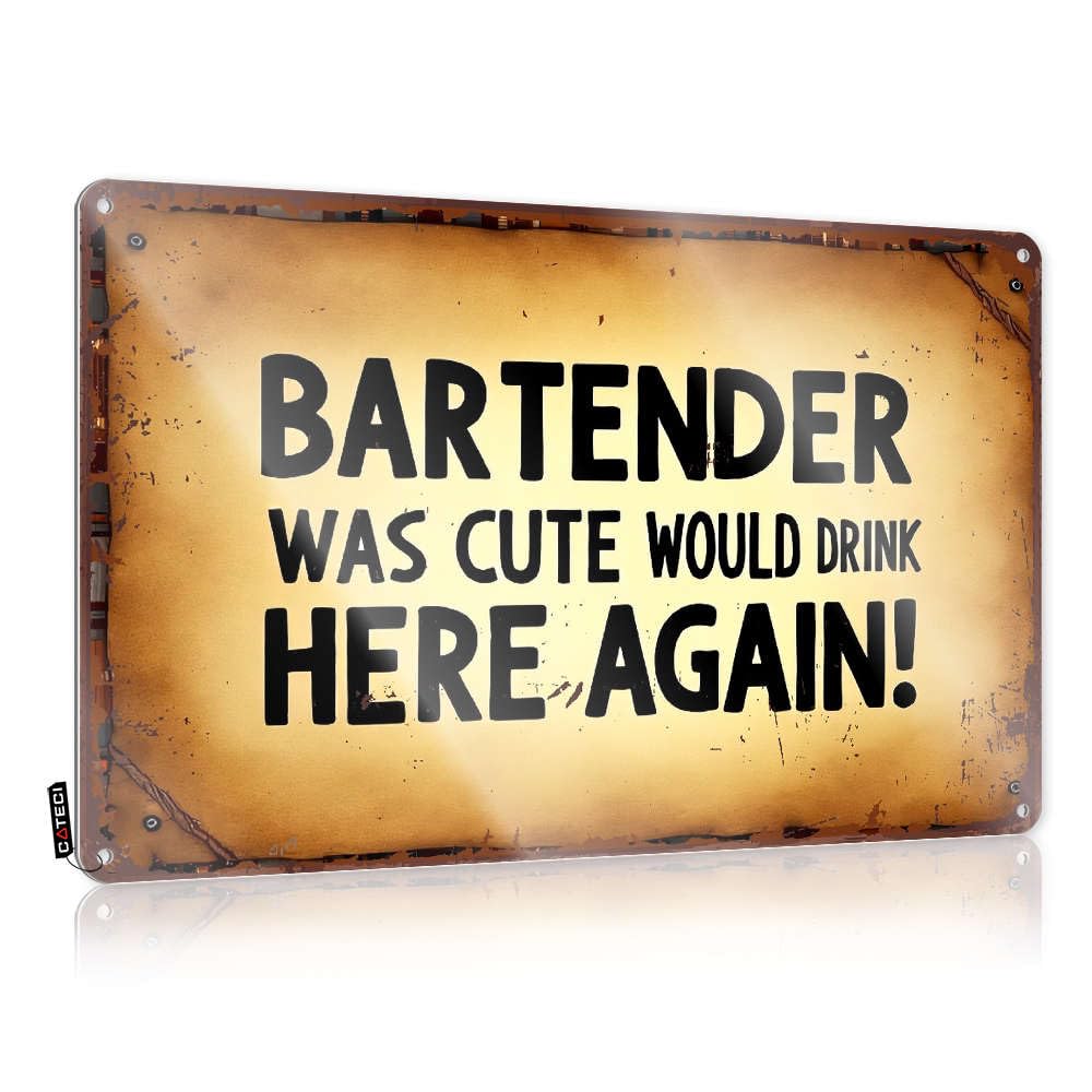 Adult Signs For Man Cave Bartender Was Cute Would Drink Here Again! Tin Sign Tin Decor Small Metal Tin(20X30CM)
