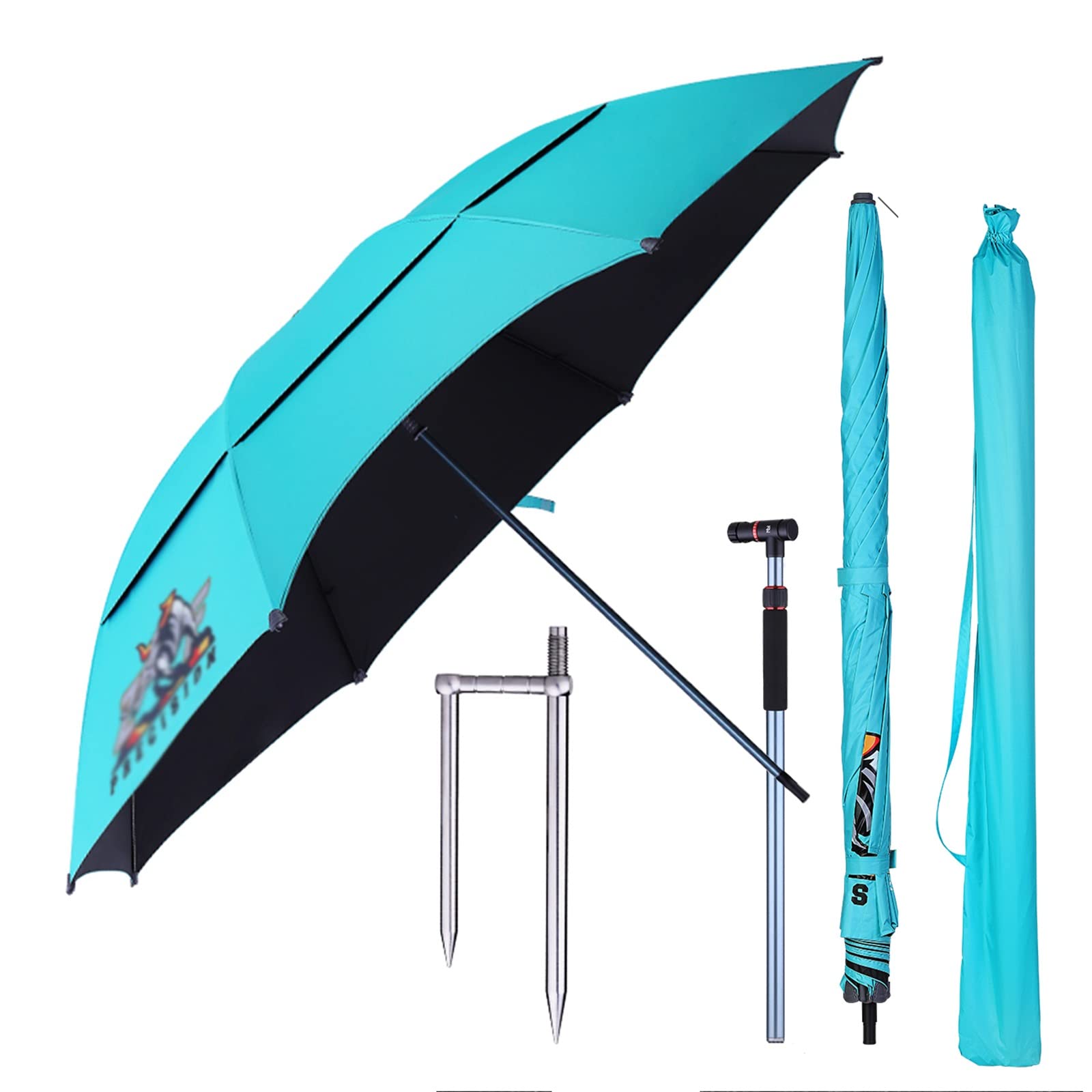 JYFZYTLL Sombrilla Exterior para Parasol Pesca 220cm 240cm, Sombrilla Parasol para Jardín Playa Camping, Protector Solar UV/Antiviento/Impermeable, Rotación De 360 ° Toldo para Sombrilla