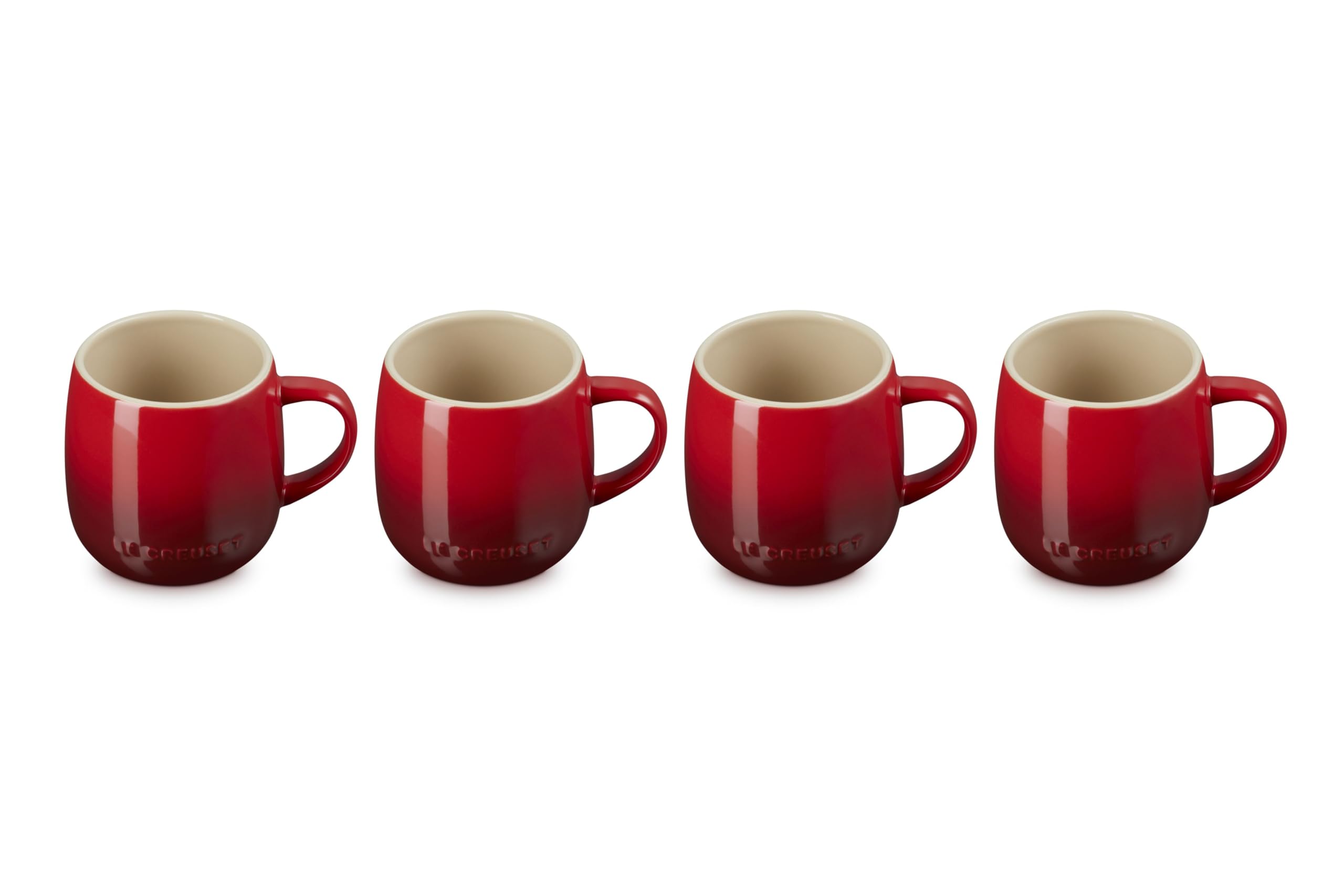 Le Creuset Stoneware Set of 4 Heritage Mugs, 13 oz. each, Cerise