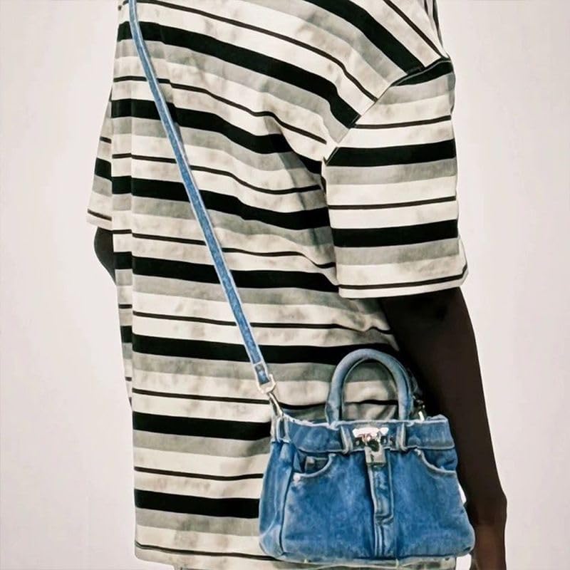 Denim Purse Designer Handbags for Women Y2K Shoulder Bag Crossbody Bags for Women Trendy Coquette (Denim Blue,One Size)3