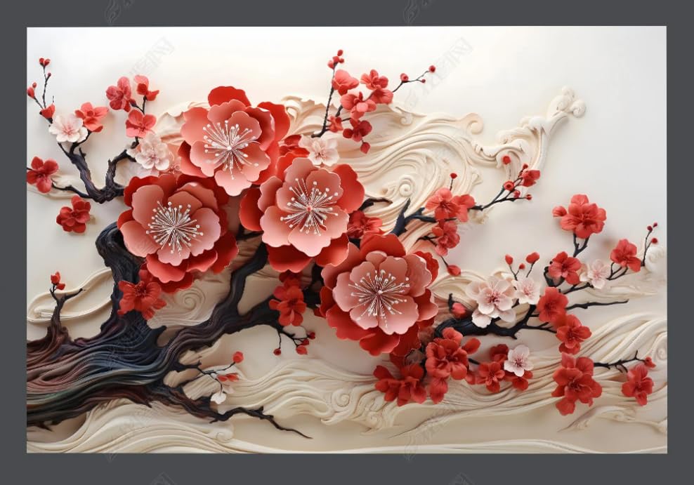 Papier peint panoramique fleur de prunier pour rénover un mur