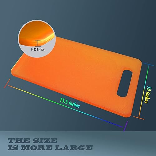 Miniatura 4 de Fotouzy Tabla de cortar de plástico con asas, material PP seguro para alimentos, sin BPA, apta para lavavajillas, tabla de cortar gruesa, tamaño