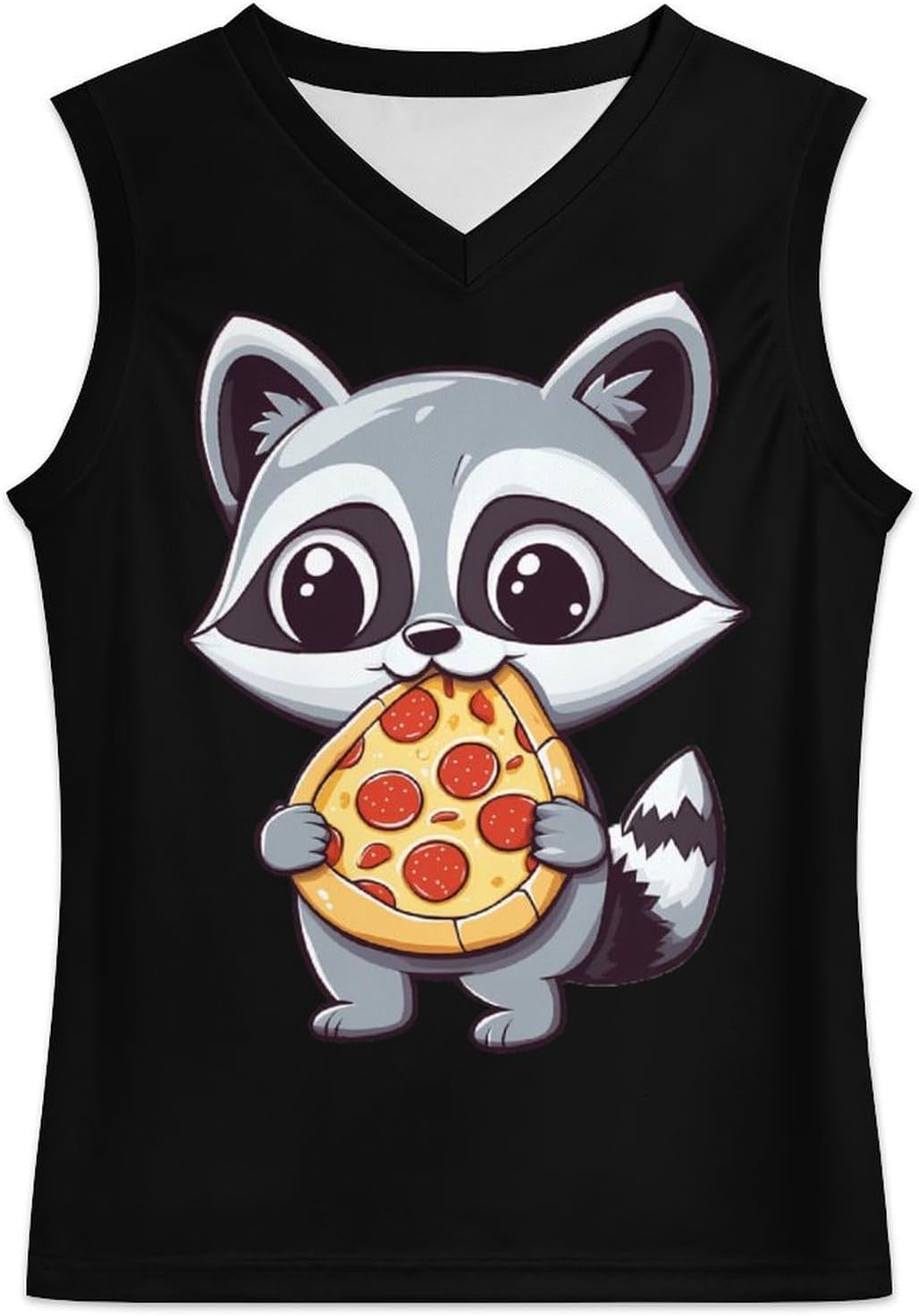 Raccoon Eating A Pizza Men's V-Neck Basketball Tank Top Sleeveless Workout Tank Shirts Gym Fitness Tees Vest