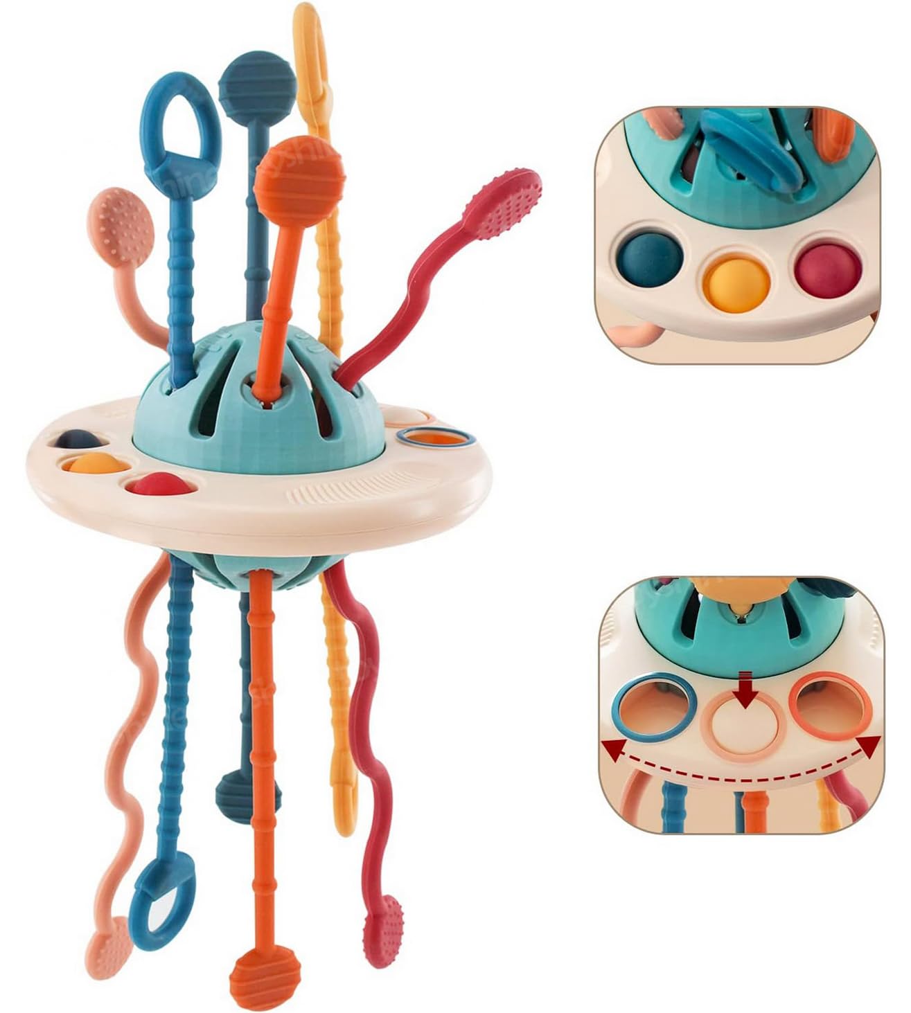 Toyshine Baby Ellie Sensory Montessori Food Grade Silicone Pull String Activity Toy for Teething Play Adventure Travel-Friendly Perfect for 6+ Months - UFO (B0D49KJCW4) Amazon Price History, Amazon Price Tracker