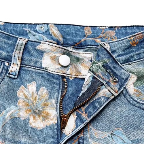 Floral Jeans for Women High Waisted Wide Leg Baggy Jean Comfortable for Women Casual Denim Pants4