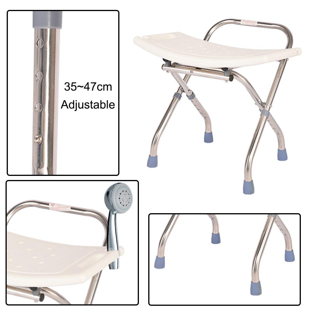 Banco de baño Plegable Silla de Ducha Asiento de Seguridad Taburete de baño Plegable | Asiento de bañera Living SPA Aid para Ancianos, Personas Mayores, discapacitados | Altura Aju