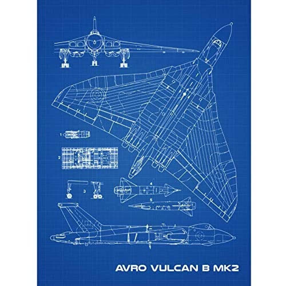 Artery8 Unframed Paper 12X16 Avro Vulcan Strategic Bomber Aircraft Blueprint Plan Unframed Wall Art Print Poster Home Decor Premium