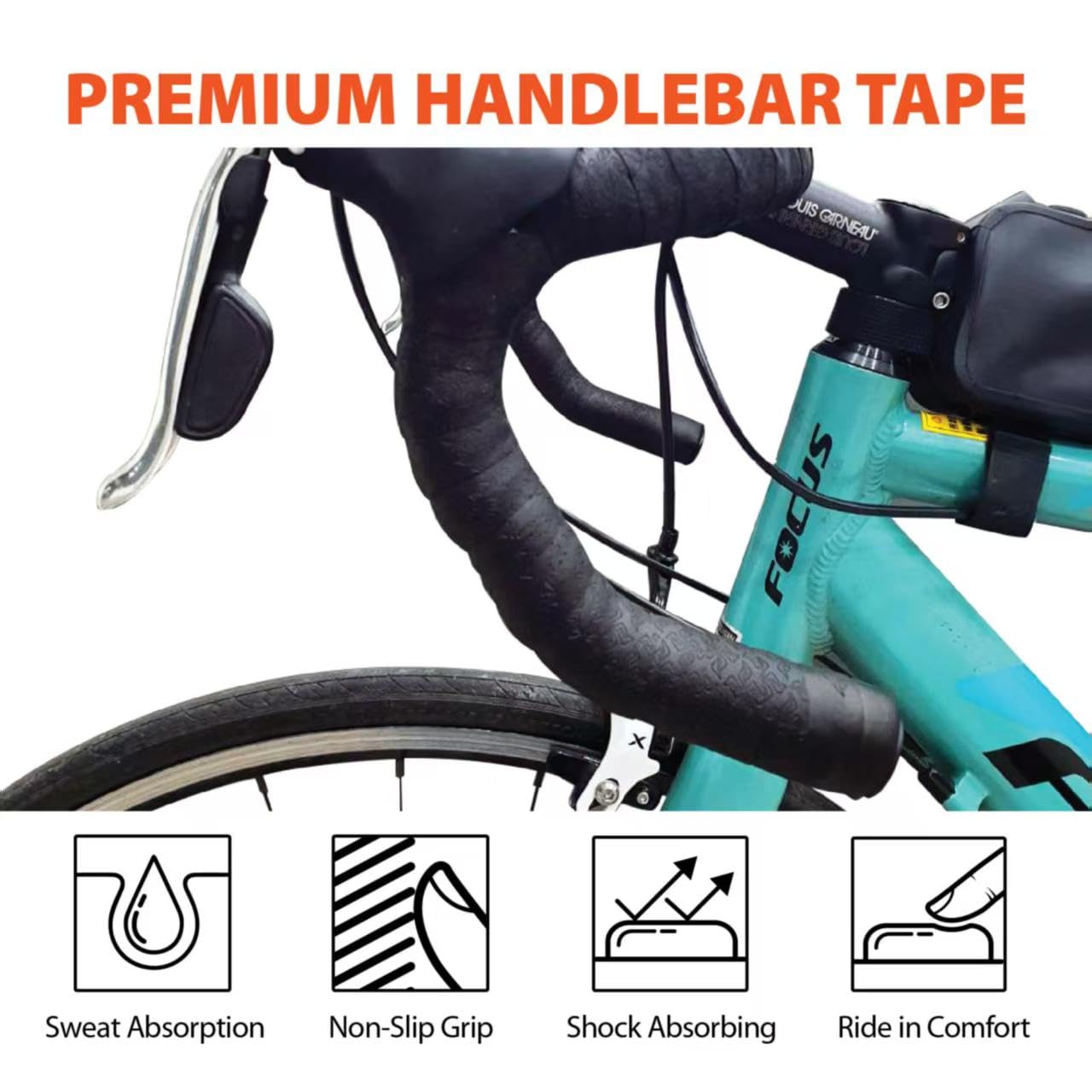 Skwiki - Cinta para manillar de bicicleta de carretera, piel sintética adherente, antideslizante, de rebote alto, transpirable, estructura de varias capas